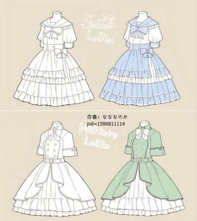 sai资源库# lolita动漫裙子样式绘画参考,每种都美美哒,自己收藏,转