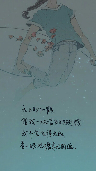 天上的仙鹤,借我一双洁白的翅膀.