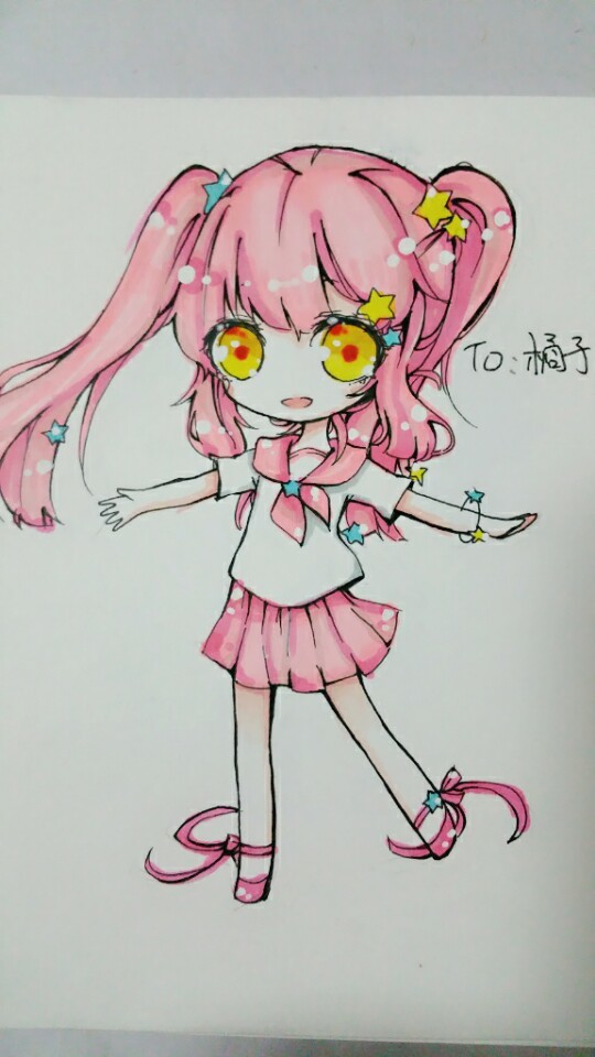 手绘马克笔q版女孩