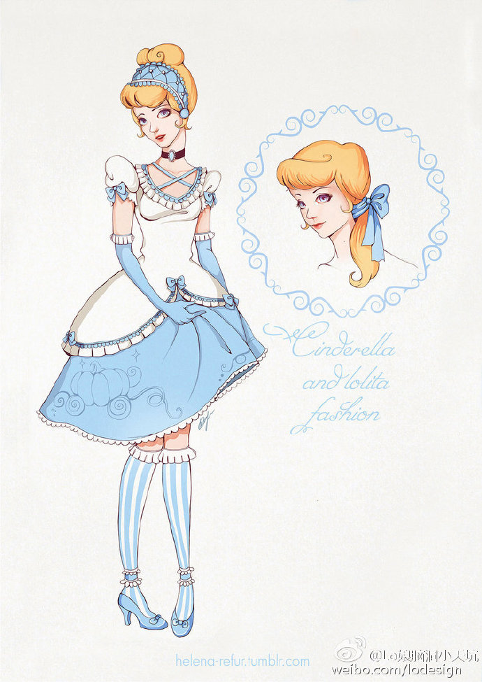 lo装画作欣赏# 迪士尼公主本身就是穿裙子的老手了,然而moon-in-milk