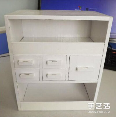 纸箱废物利用手工制作好用的柜子的过程图解 - www.shouyihuo.com