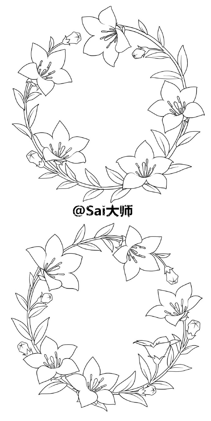 绘画学习# 花环线稿设计绘制素材,顺便附上练习方法