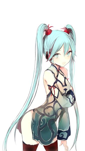 初音 开叉旗袍