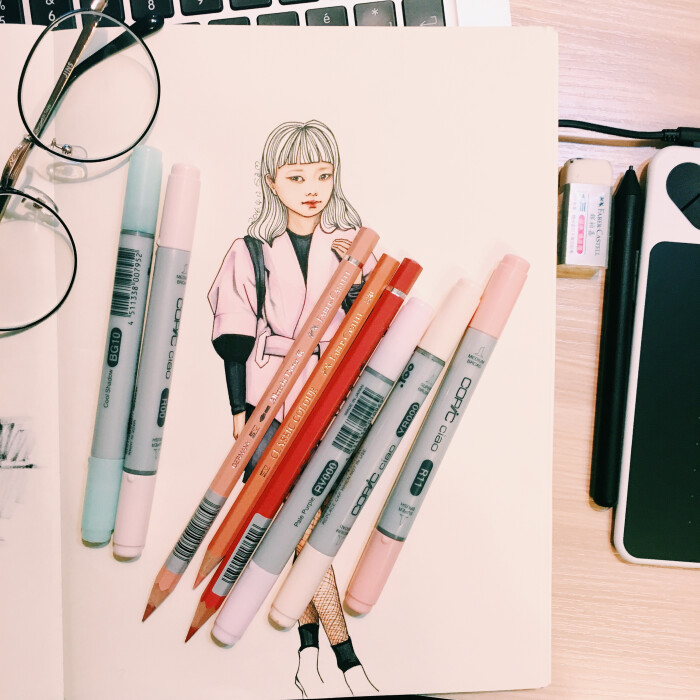 目前画画的最佳组合文具 辉柏嘉彩铅+copic马