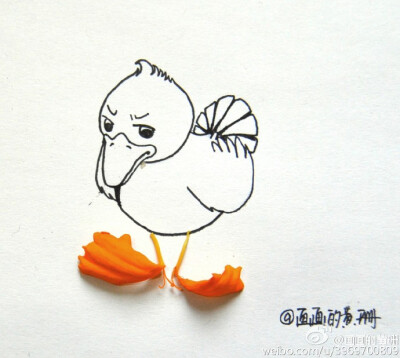 画画的黄珊 原创 《鸭子对自己的脚蹼好像不太满意》