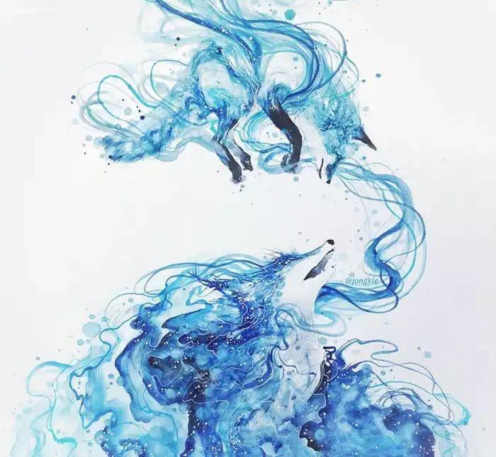 插画师 luqman reza mulyono梦幻唯美的动物水彩插画师