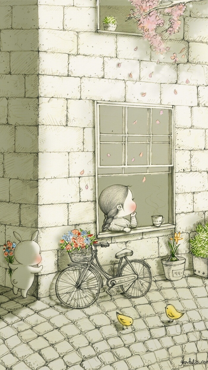 女孩与兔子 暖心插画 - 堆糖,美图壁纸兴趣社区