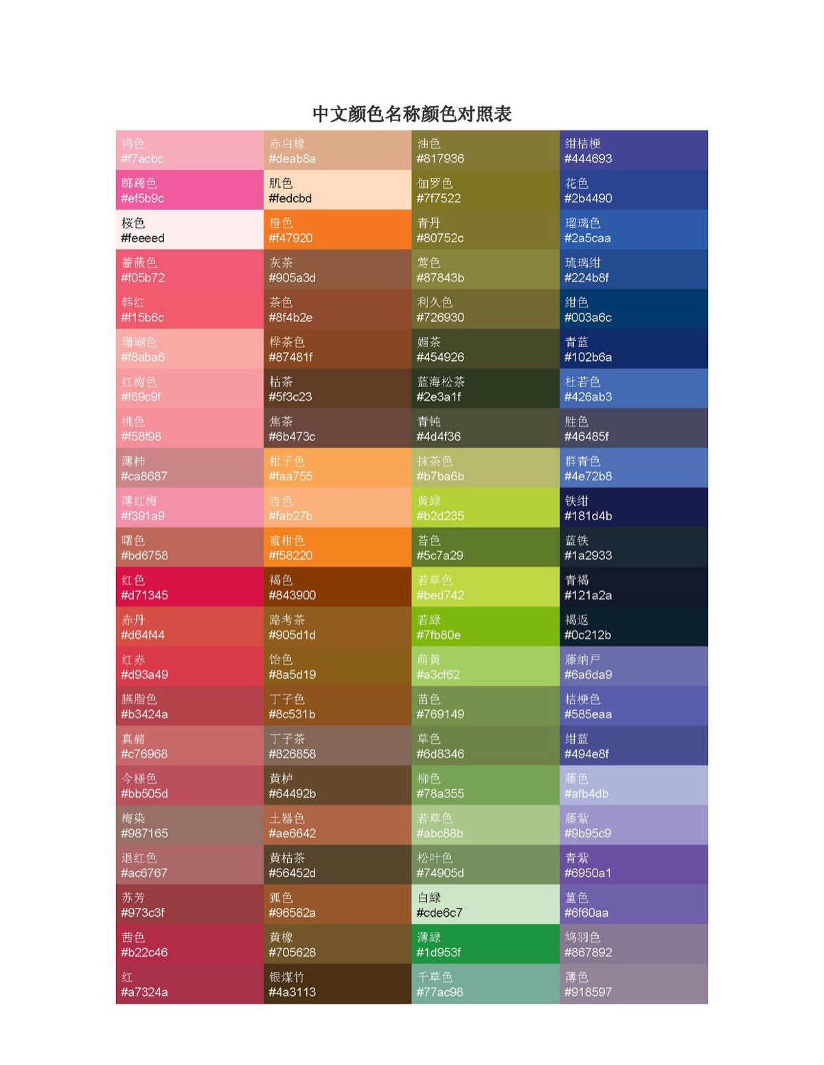 设计常用专色CMYK与RGB色值对照表2图片素材-编号13863328-图行天下