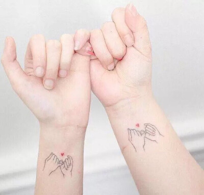 极简主义小清新纹身手腕纹身情侣纹身闺蜜纹身手拉手一百年不许骗人.