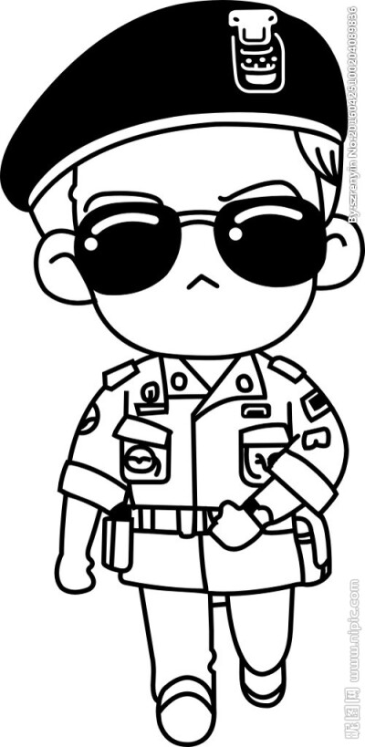 军人卡通士兵打火机雕刻矢量图