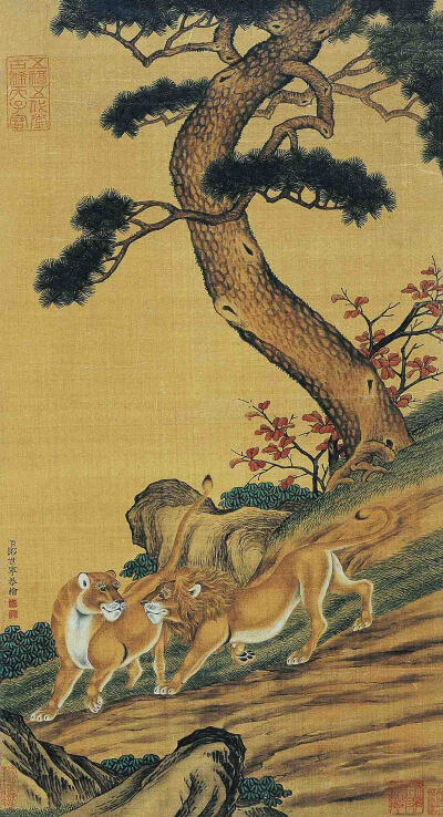 郎世宁 双狮图原图预览