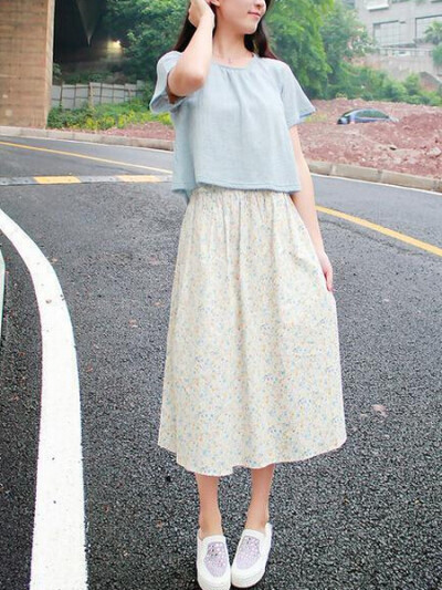 2016夏装新款日系森女棉麻连衣裙清新碎花长裙吊带裙学生两件套装