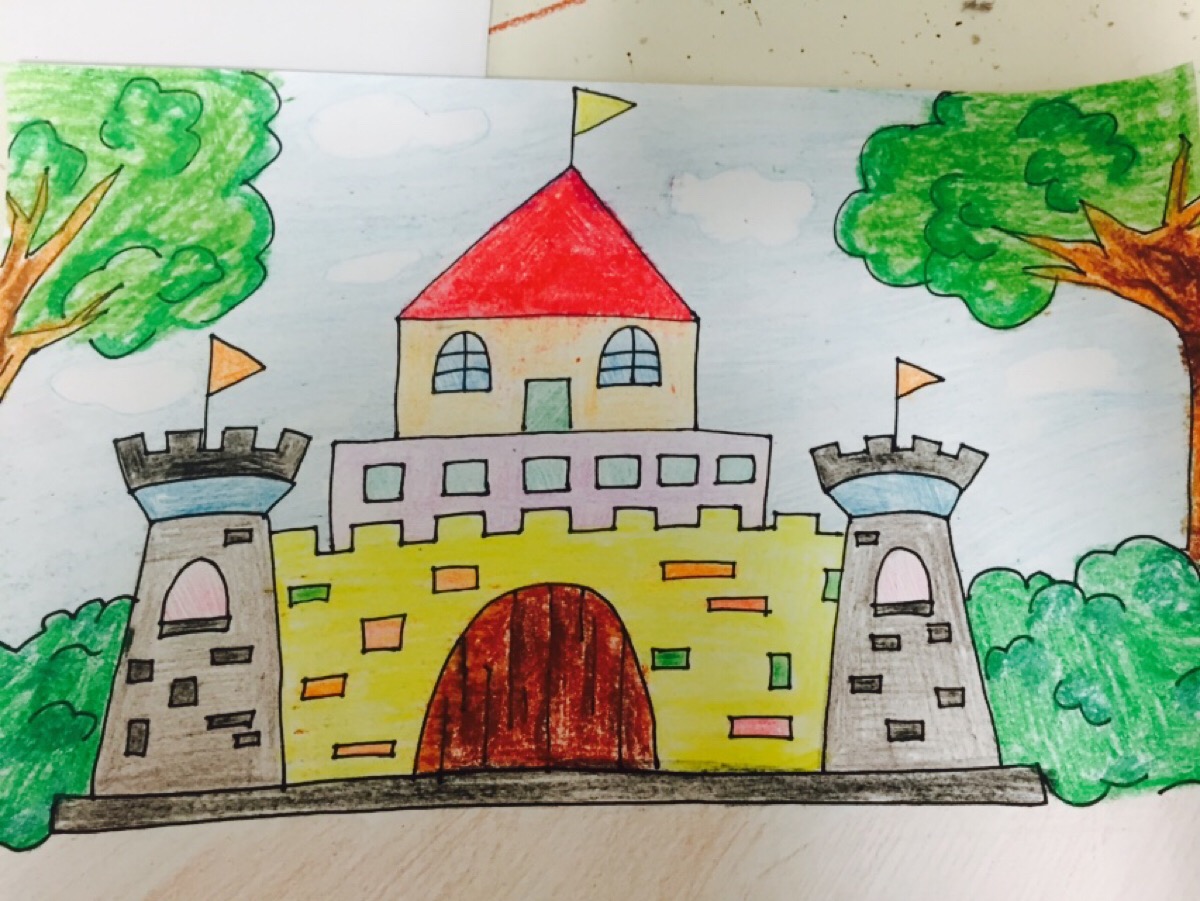 儿童画公主的城堡
