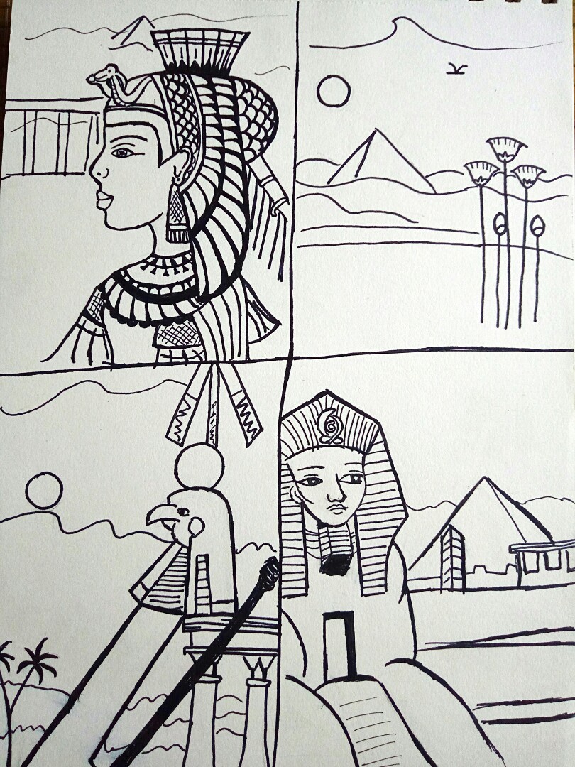 埃及金字塔简笔画,软装一个沙漠风格的画,所以我找了点素材,画了下.