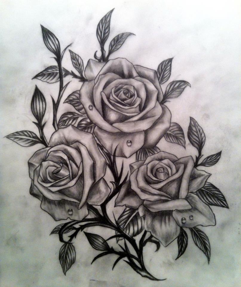 tattoo design 纹身手稿 设计图 手绘 黑白 线稿 玫瑰 素描