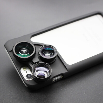 苹果6/plus广角微距鱼眼增距四合一自拍美颜摄像手机壳镜头保护壳