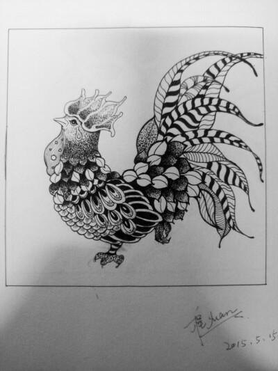 黑白装饰画 设计 鸡 公鸡
