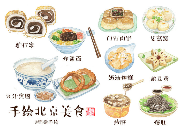 手绘水彩 美食艺术 食物 插图插画 涂鸦绘图 水粉彩铅 手帐素材 吃货