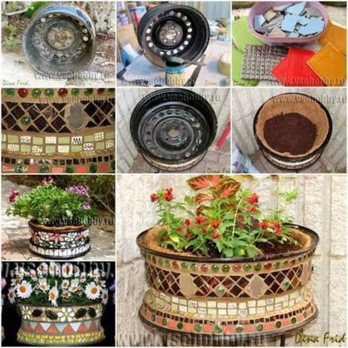 轮胎花盆,与众不同的美 diy 教程 废物利用 手工制作 手工 唯美 意境