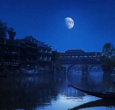 古风建筑,夜景
