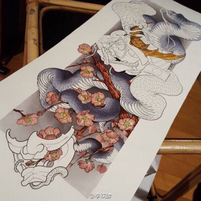 传统手稿 大腿手稿 手稿素材 蛇手稿 纹身手稿 纹身 刺青
