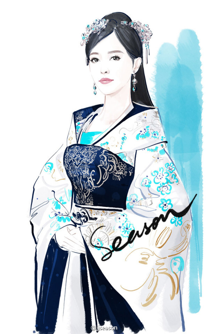 古装攻心电视剧《景秀未央》 唐嫣 李未央 古风手绘插画
