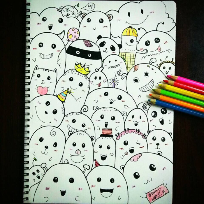 手帐素材;排版;花边;边框;萌系;小怪兽;简笔画