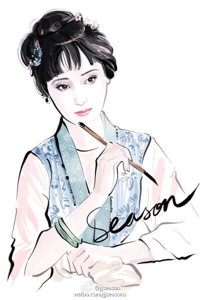 jjseason插画# #时尚##插画# ----- 87央视版#红楼梦#陈晓旭#林黛玉