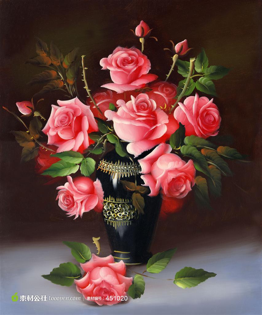 玫瑰花油画