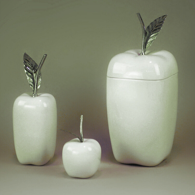 简约创意陶瓷釉面白色苹果摆件可做储物罐装饰摆件家居饰品