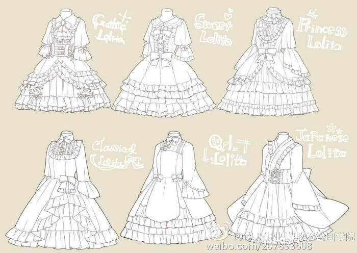 各种风格の洛丽塔裙装设计参考_洋服_服装设计_服装素材