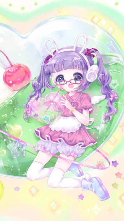 动漫 平铺 萌物 软妹 少女心 粉色 卡通 可爱 人物 萌萌的 手机壁纸
