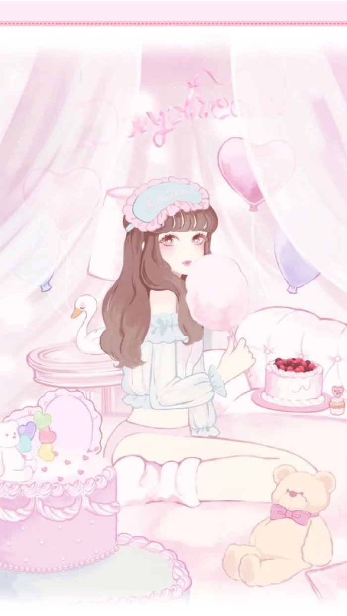软妹 少女心 粉色 卡通 可爱 人物 萌萌的 手机壁纸 背景 简约 萌妹子