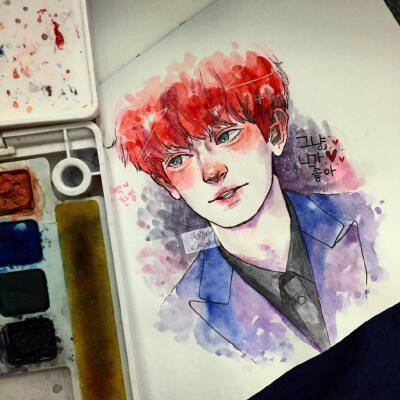 exofanart朴灿烈手绘插画壁纸头像by.le_asmaa