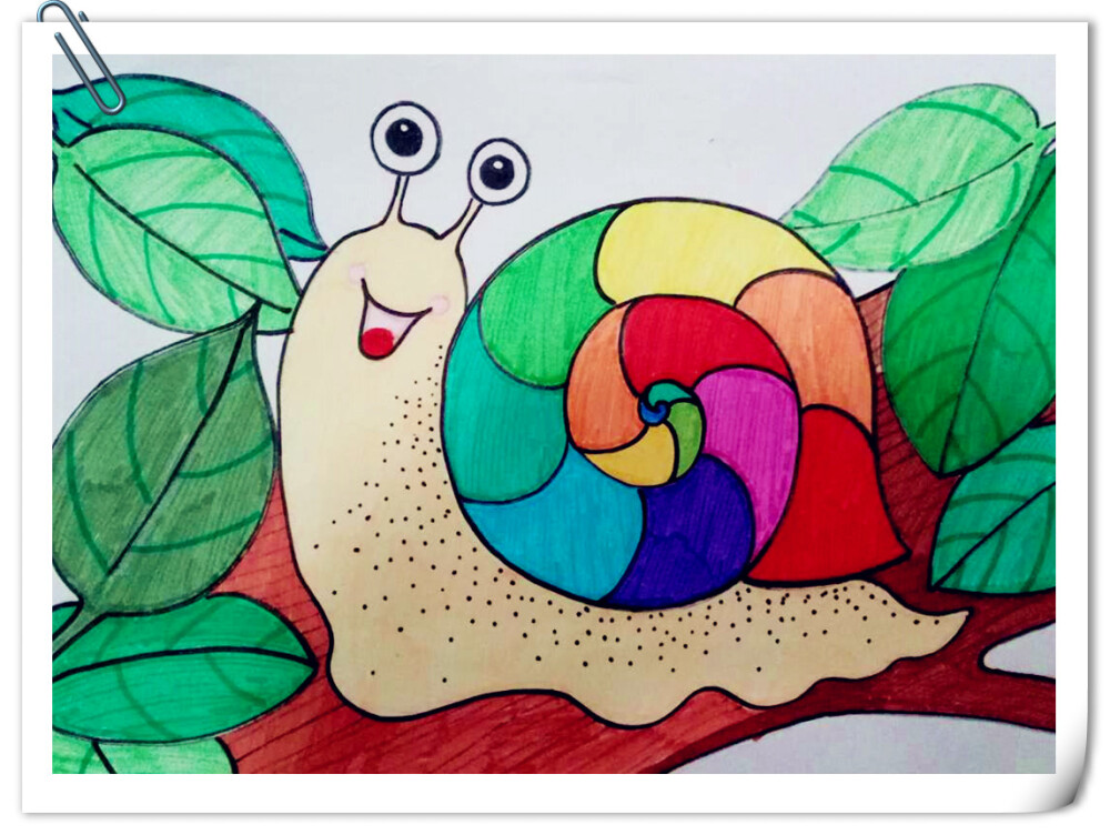 水彩笔  蜗牛 儿童画