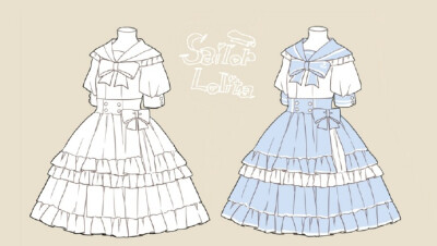 手绘参考# lolita动漫裙子样式绘画参考,每种都美美哒,转需收藏吧!
