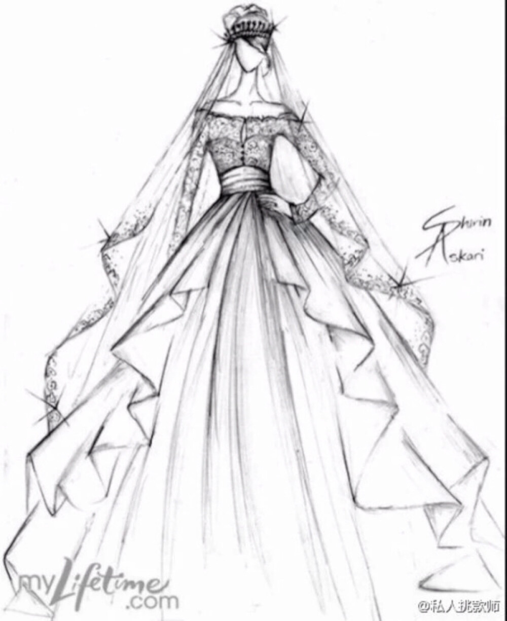 『那些大师们的手绘婚纱礼服服装设计图』
