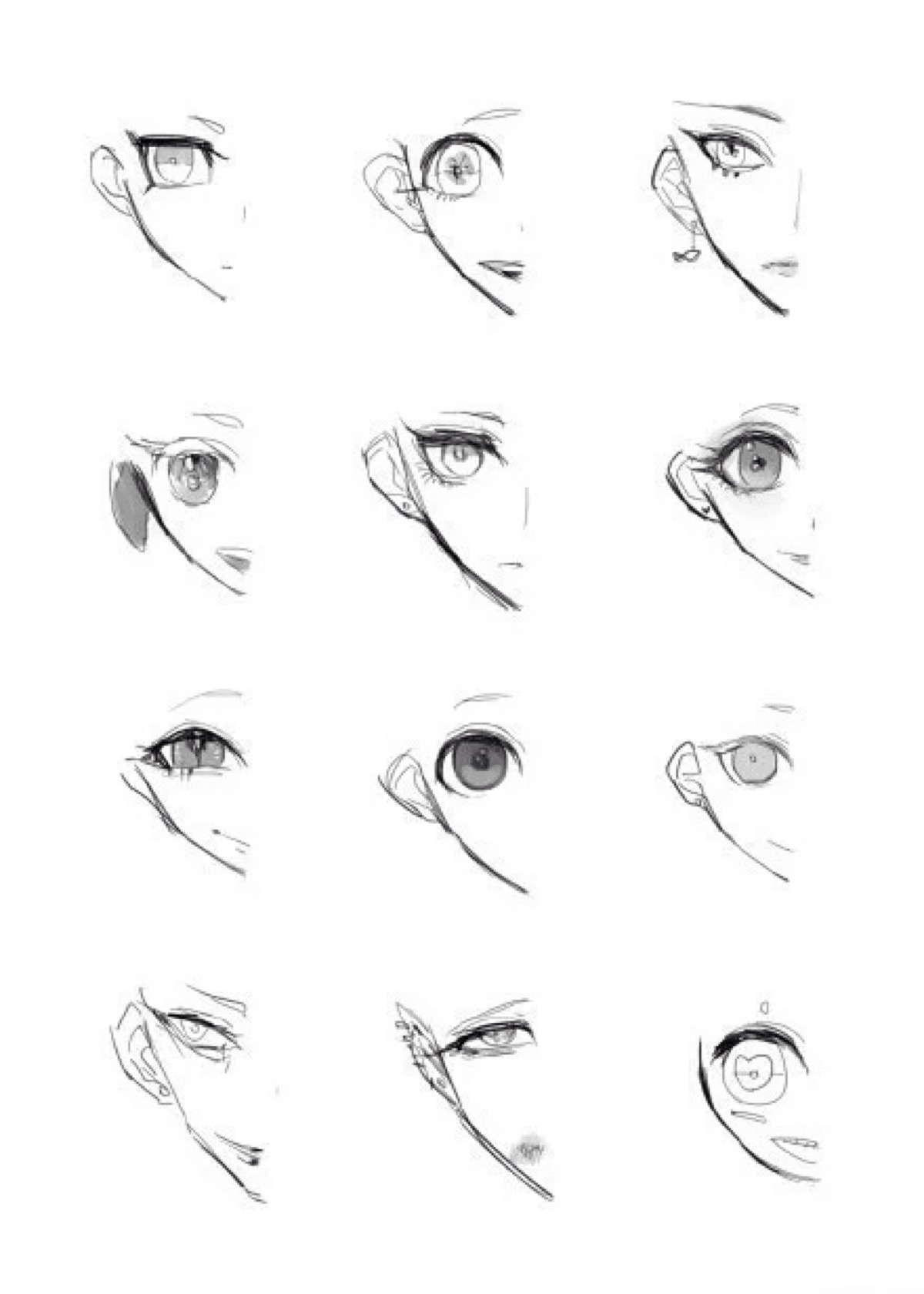 绘画参考 嗷ヽ)收集了一组日系眼睛的画法,从铺色到小细节的绘制