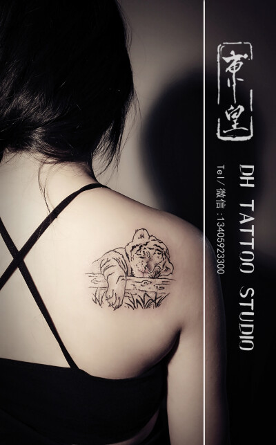 纹身手稿##福州纹身##时尚纹身##纹身图案设计##后肩纹身##小老虎