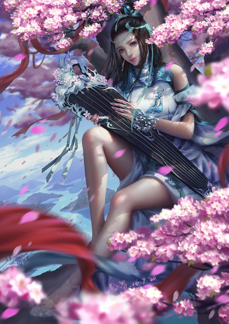 古风 插画 cg 壁纸 同人 古装 美人 手绘 鼠绘 厚涂 唯美 水墨 中国风