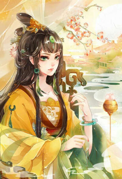 古风 插画 cg 壁纸 同人 古装 美人 手绘 鼠绘 厚涂 唯美 水墨 中国风