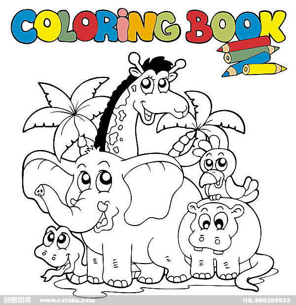 儿童画 情景画 填色 线稿 简笔画 (可以百度"coloring book "查找这一