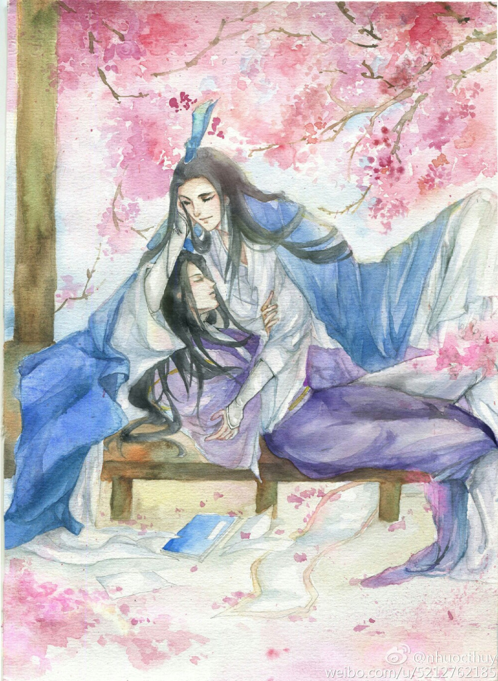 宋珧衡文—大风刮过《桃花债【插画,水彩】