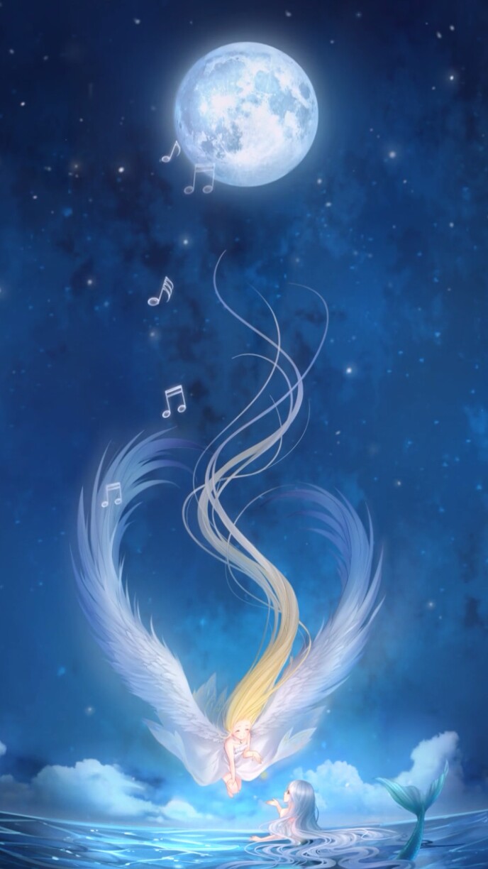 手机壁纸 奇迹暖暖 美人鱼 天使 星空 天空 海洋