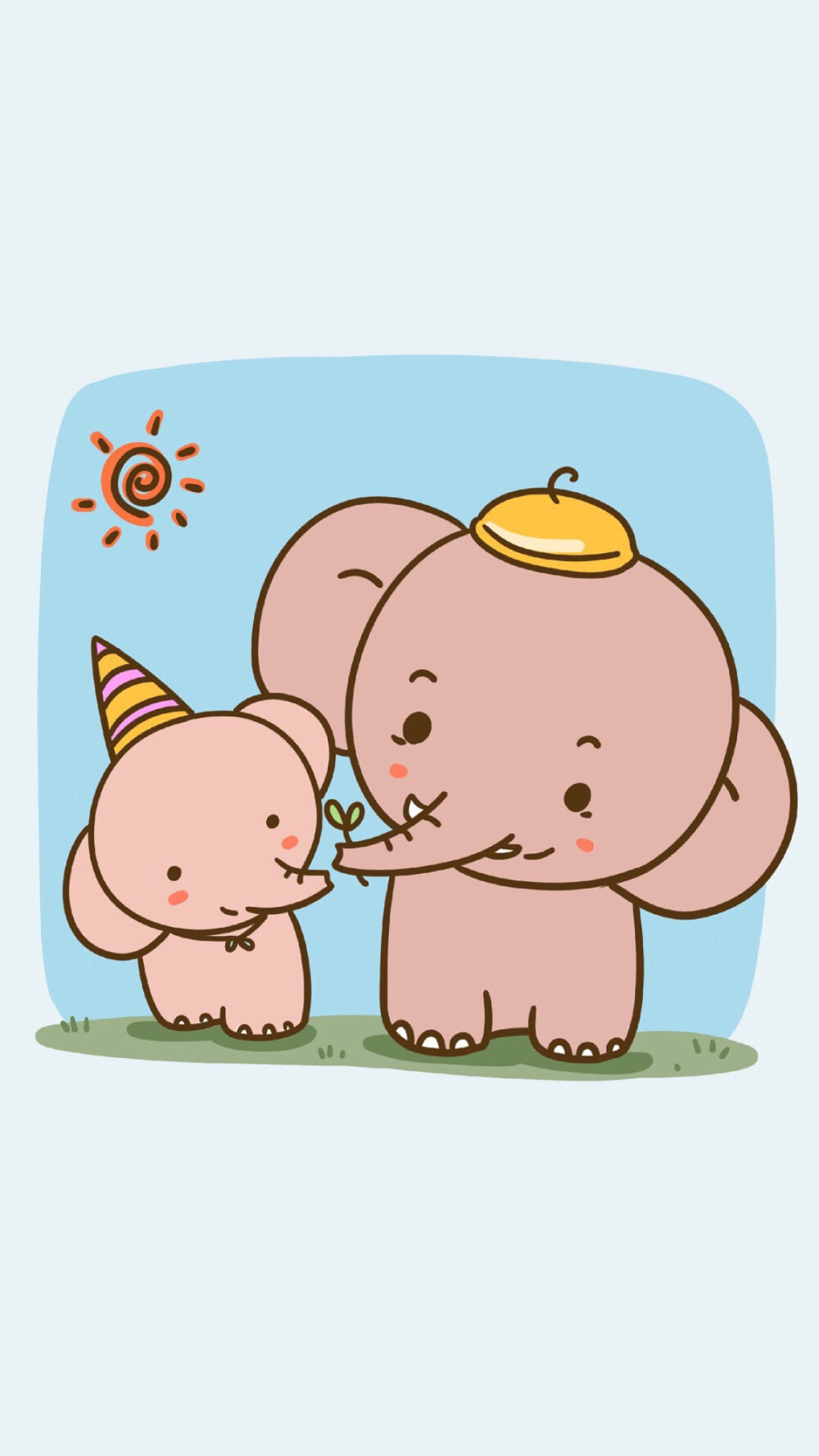 亲子系列#可爱 简单 卡通 大象 壁纸