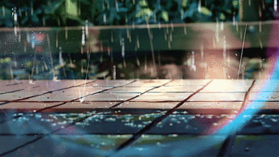 动画电影《言叶之庭》中唯美下雨场景动态gif图片