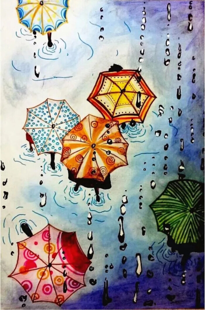 儿童画.下雨天