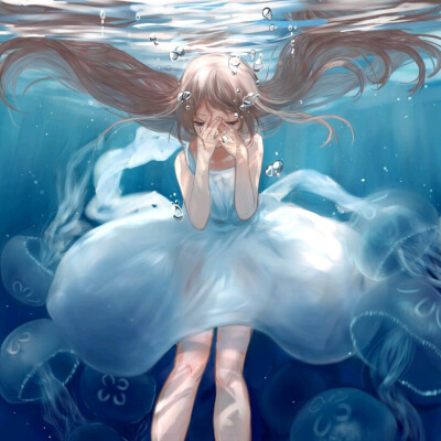 二次元 水珠 深海 泡沫 清凉 透明 游泳 夏季 水着 浪花 卡哇伊