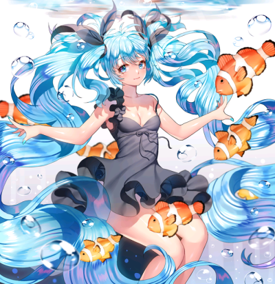 二次元 水珠 深海 泡沫 清凉 透明 游泳 夏季 水着浪花 卡哇伊 萌萌哒