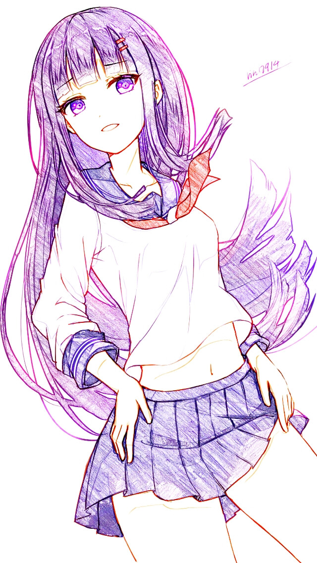 绘动漫 简笔画 线稿 黑白配 动漫 唯美 壁纸 插画 头像 可爱 唯美 二